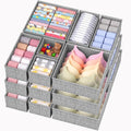 Drawer Organizer Bins Clothes for Underwear,Socks,Ties,20 Pack,Grey Foldable Closet Organizers and Storage,Fabric Drawers Dividers,Washable 3 Sizes for Dresser,Bedroom,Desk,Nursery