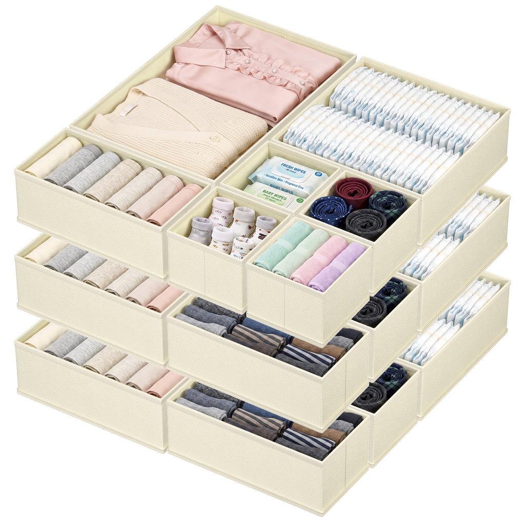 Drawer Organizer for Clothes, Nursery Drawer Divider, 18 Pack, Beige