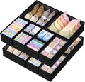 Drawer Organizer Bins Clothes for Underwear,Socks,Ties,12 Pack,Black Foldable Closet Organizers and Storage,Fabric Drawers Dividers,Washable 3 Sizes for Dresser,Bedroom,Desk,Nursery