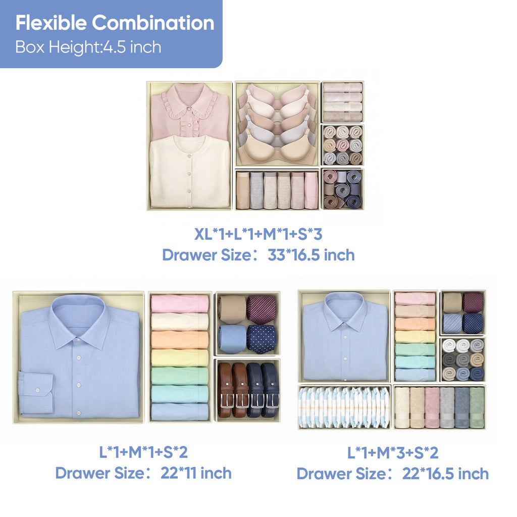Drawer Organizer for Clothes, Nursery Drawer Divider, 10 Pack, Beige