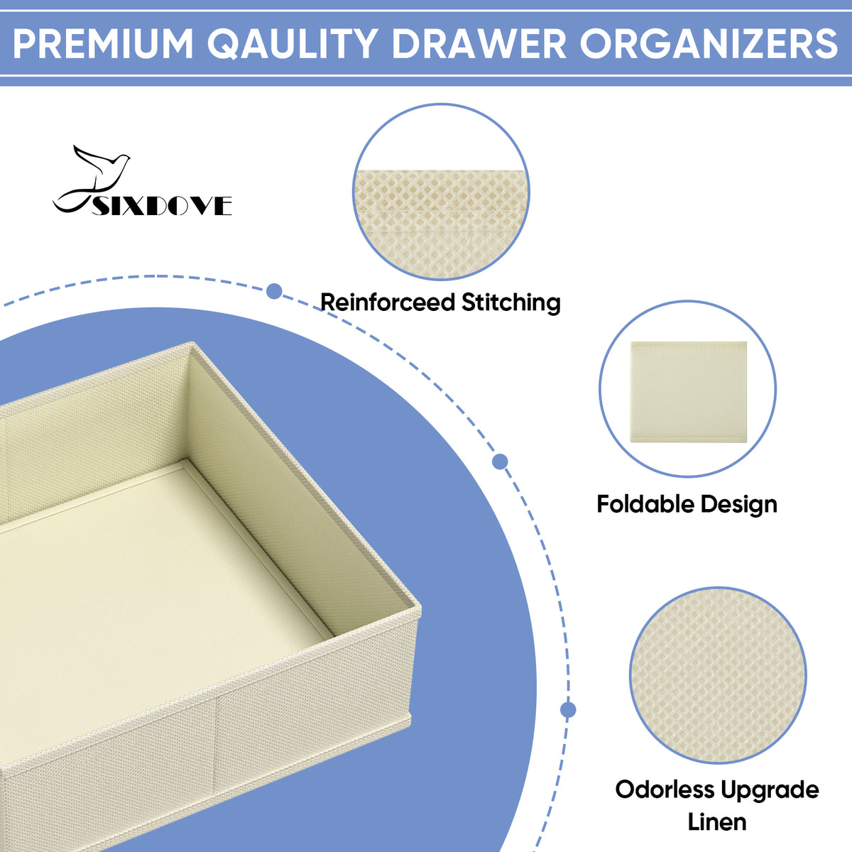 Drawer Organizer for Clothes, Nursery Drawer Divider, 10 Pack, Beige
