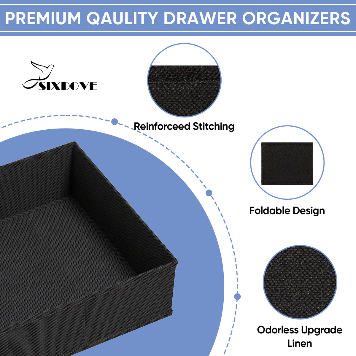 Drawer Organizer for Clothes, Nursery Drawer Divider, 18 Pack, Black