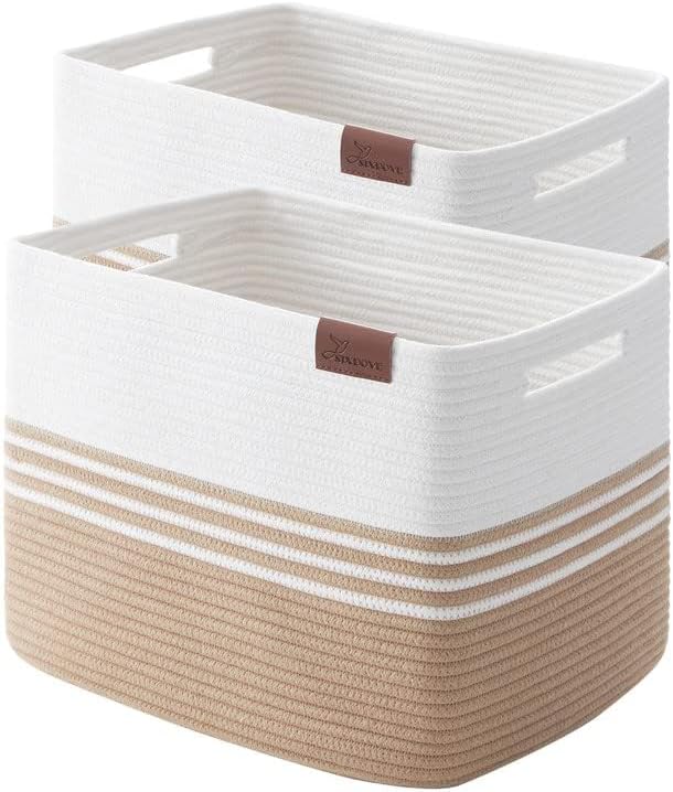 2 Pack Storage Baskets for Organizing, 16'*12"*12" Jute | Laundry Basket for Closet,Woven Rope Blanket Basket, Toy Basket for Living Room, Laundry Room, Bedroom