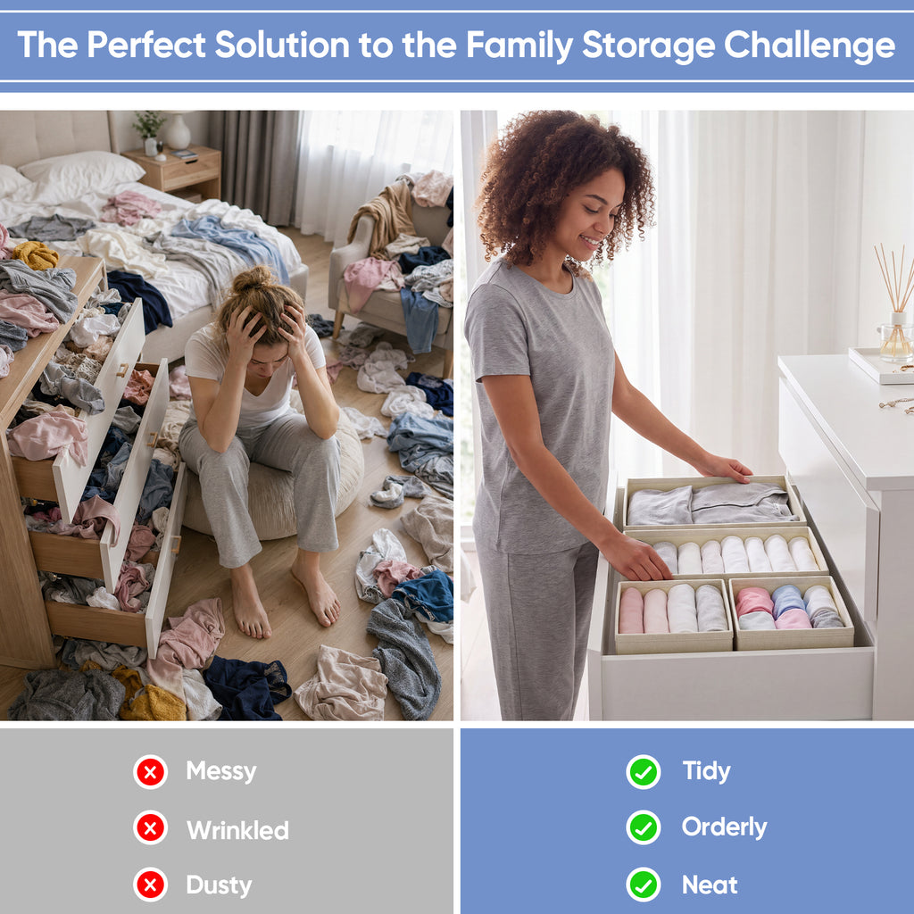 Drawer Organizer for Clothes, Nursery Drawer Divider, 10 Pack, Beige
