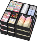 Drawer Organizer Bins Clothes for Underwear,Socks,Ties,20 Pack,Black Foldable Closet Organizers and Storage,Fabric Drawers Dividers,Washable 3 Sizes for Dresser,Bedroom,Desk,Nursery