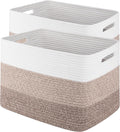 2 Pack Woven Storage Baskets for Closet, Toy Basket with Handles | Large Baskets for Organizing Shelves, Closet Storage for Blanket Living Room, Bedroom, Nursery, 15.8" x 11.8" x 11.8"