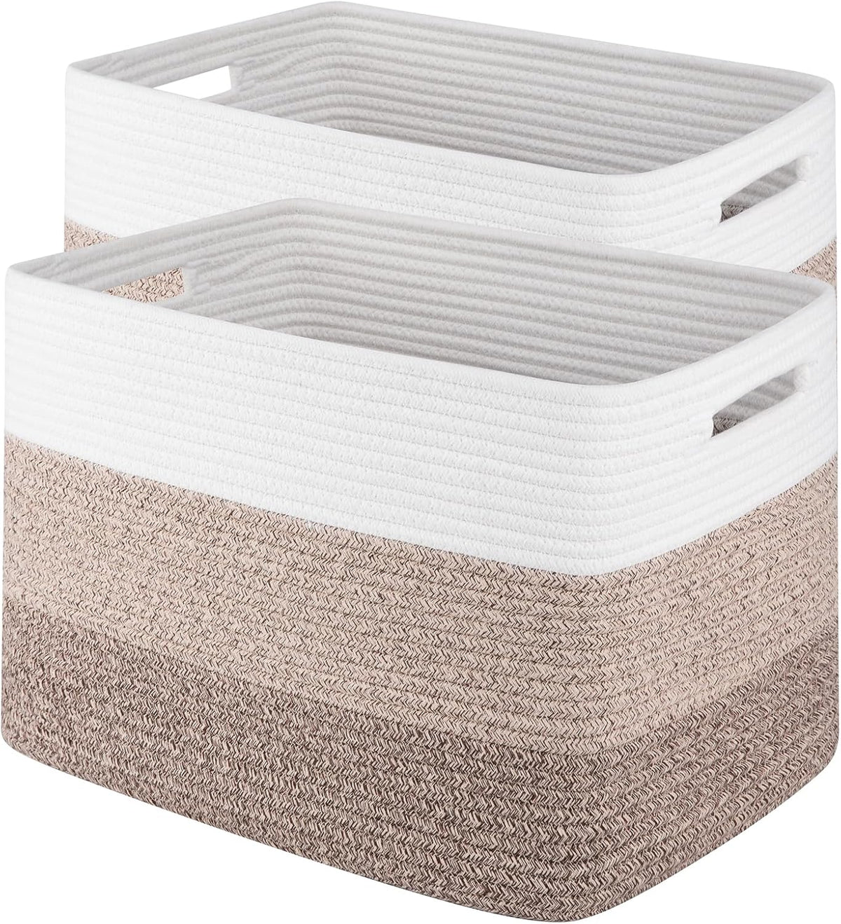 2 Pack Woven Storage Baskets for Closet, Toy Basket with Handles | Large Baskets for Organizing Shelves, Closet Storage for Blanket Living Room, Bedroom, Nursery, 15.8" x 11.8" x 11.8"