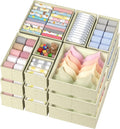 Drawer Organizer Bins Clothes for Underwear,Socks,Ties,20 Pack,Beige Foldable Closet Organizers and Storage,Fabric Drawers Dividers,Washable 3 Sizes for Dresser,Bedroom,Desk,Nursery